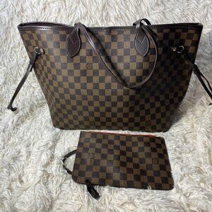 Louis Vuitton Handbag Neverfull Tote MM Brown Canvas Damier
